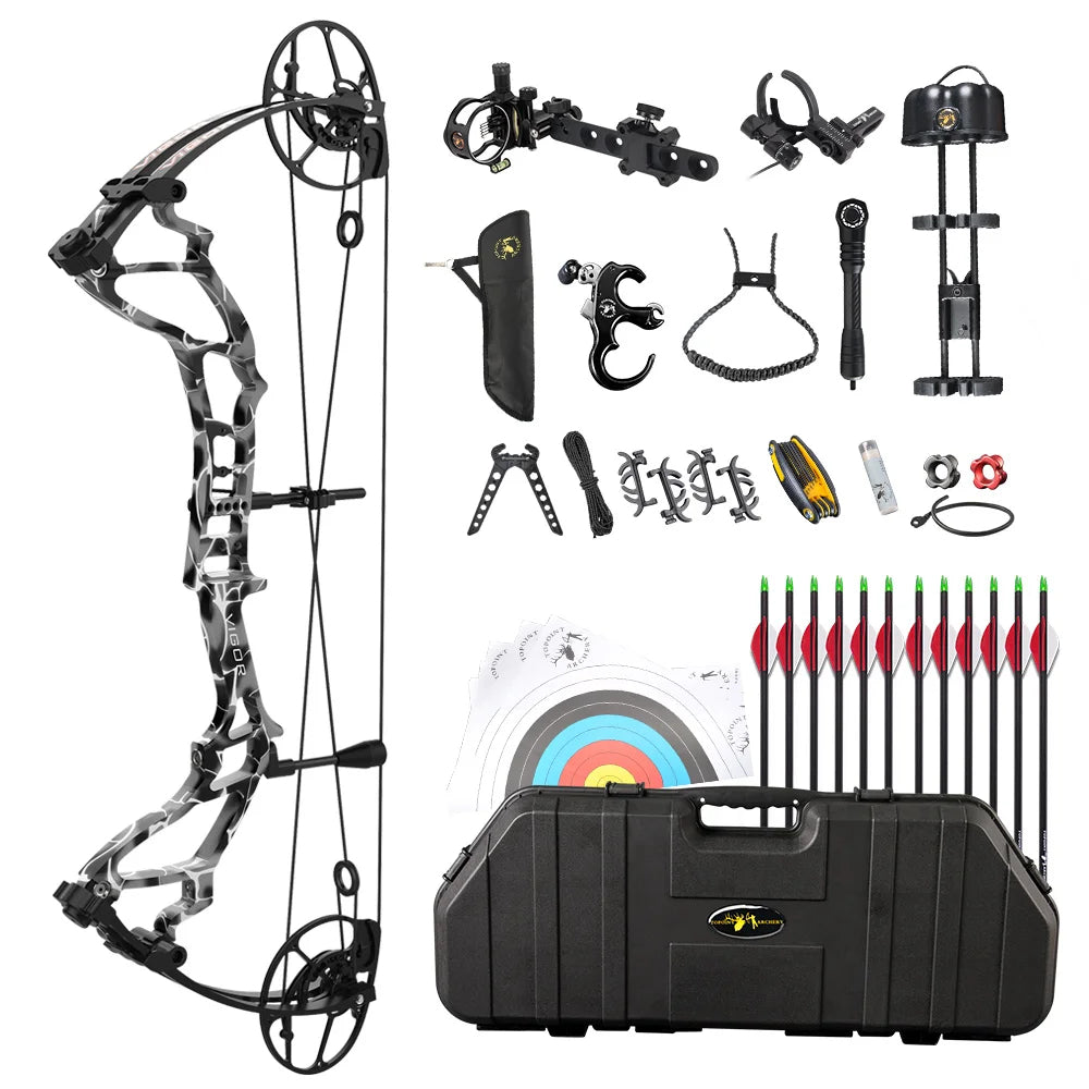 White Smoke TOPOINT VIGOR Compound Bow Luxury Package – Complete Archery Kit Topoint