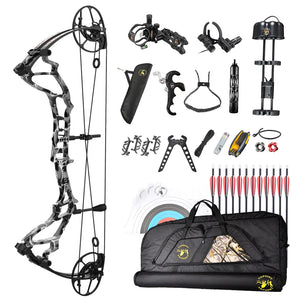 White Smoke TOPOINT VIGOR Deluxe Compound Bow Package – Complete Archery Kit Topoint