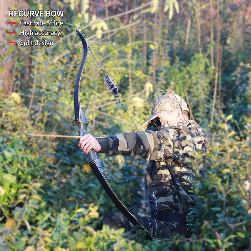 Dim Gray 60" Takedown Recurve Bow – Laminated Riser &amp; Bamboo Limbs SPG