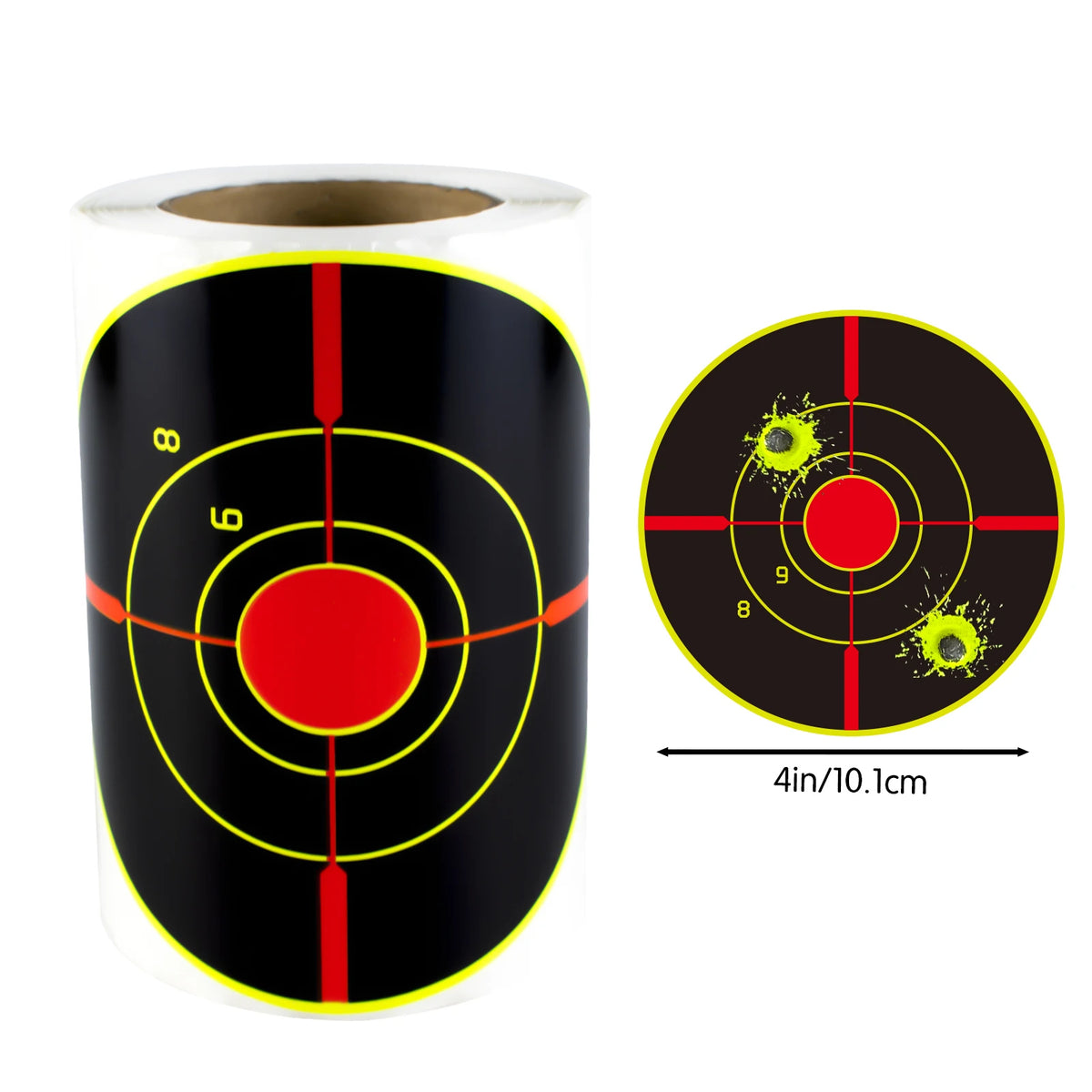 BRIGHTBURST 4-Inch Fluorescent Reactive Target Stickers Roll – 100 Pcs