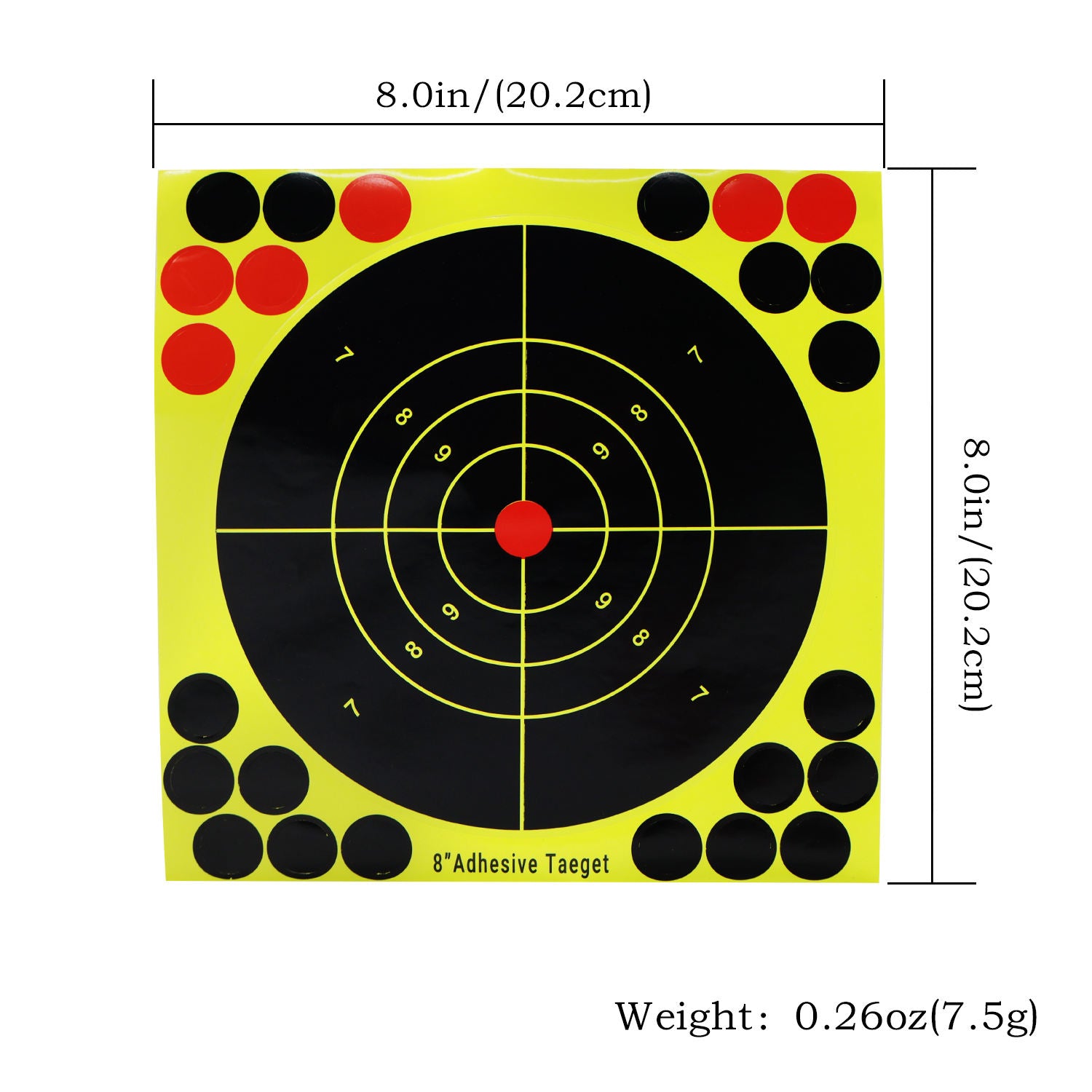 White Smoke 8 Inch Fluorescent Splatter Adhesive Target Stickers for Outdoor Range Practice – 10 Pcs Set MARKSMAN