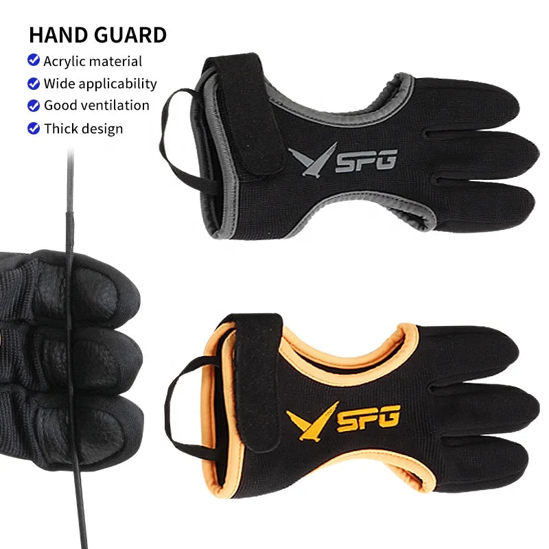 SPG Three Finger Hand Guard Acrylic Archery Glove Gray/Orange