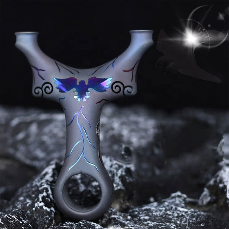 Black Thunder Bird Tie Free Titanium Slingshot MARKSMAN