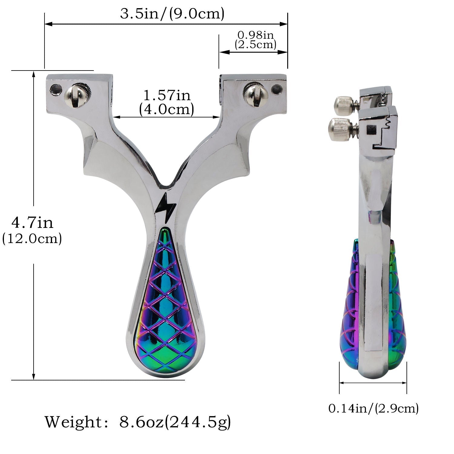 Gray ThunderBolt Stainless Steel Slingshot MARKSMAN