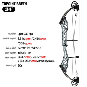 White Smoke Topoint Breth 34 Compound Bow | Aluminium Riser Topoint