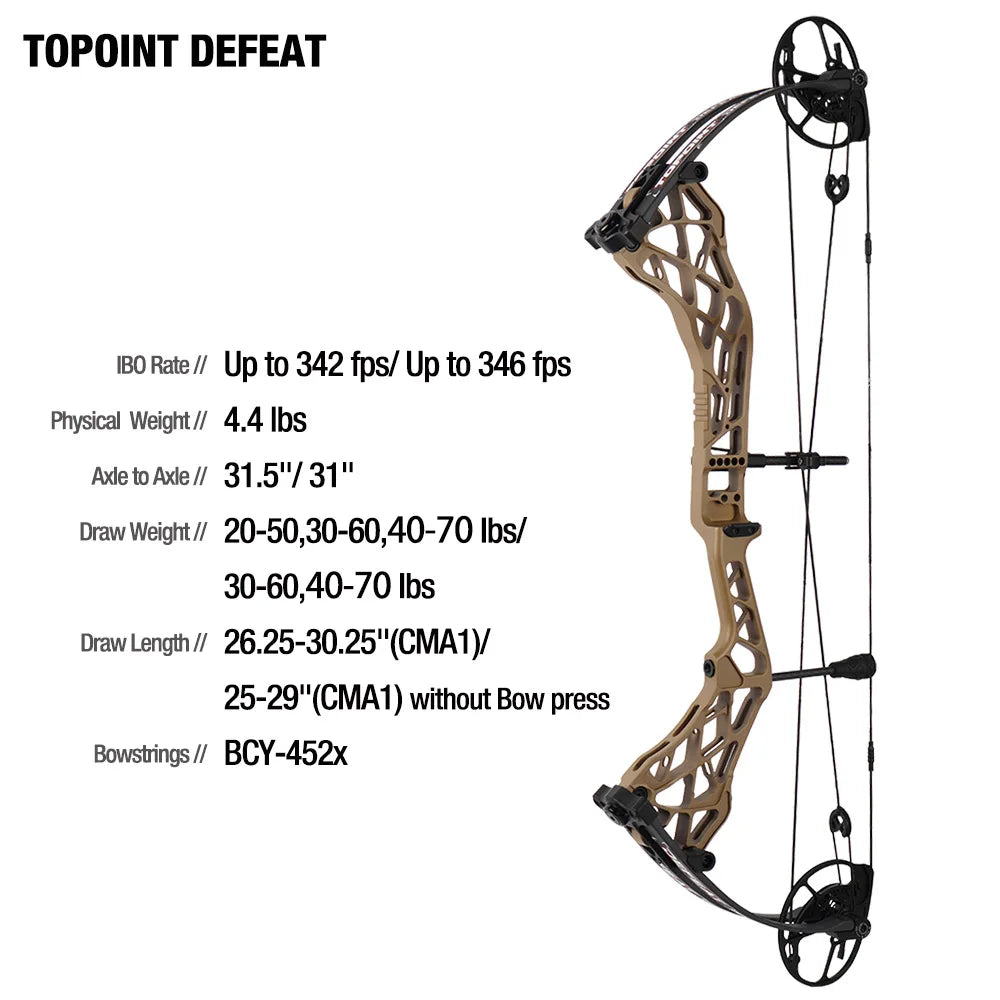 White Smoke Topoint Defeat Compound Bow – CNC Aluminium Riser INDIAN SLINGSHOT