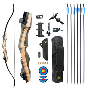 White Smoke Topoint R27 Wooden Recurve Bow Set with Arrows and Accessories Topoint