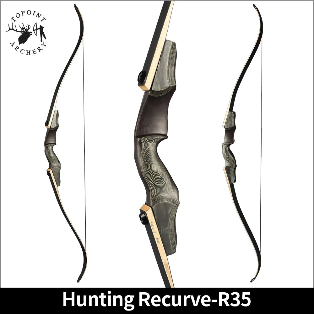White Smoke Topoint R35 Wooden Recurve Bow Set – 15-Inch Riser with Accessories Topoint