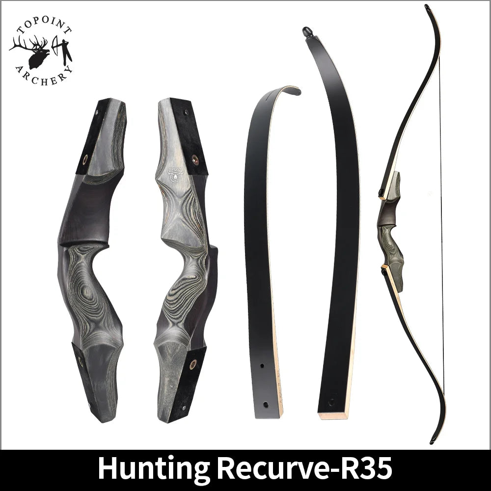 White Smoke Topoint R35 Wooden Recurve Bow Set – 15-Inch Riser with Accessories Topoint