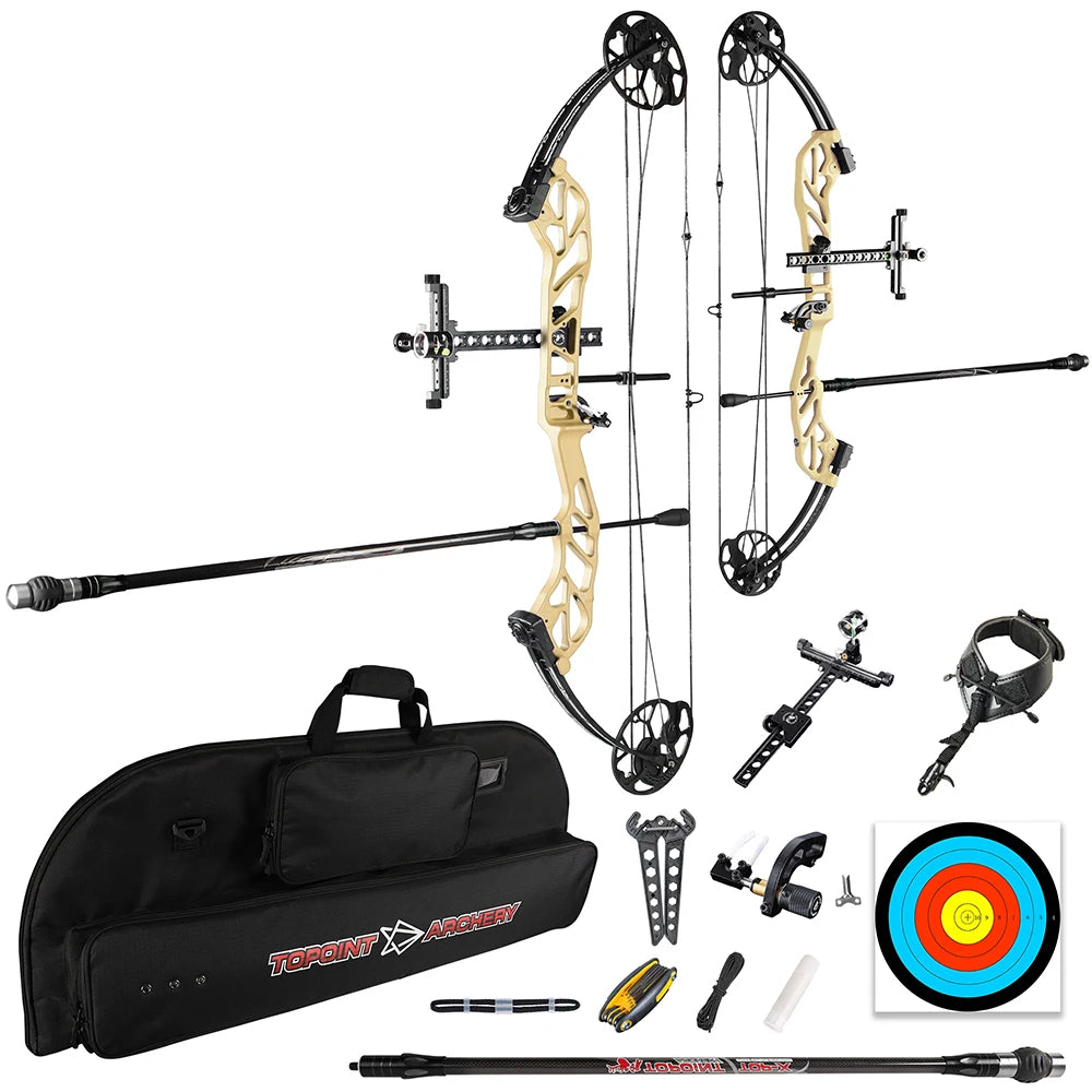 White Smoke Topoint Starting 36 Compound Bow Kit – Adjustable Aluminum Archery Bow Topoint