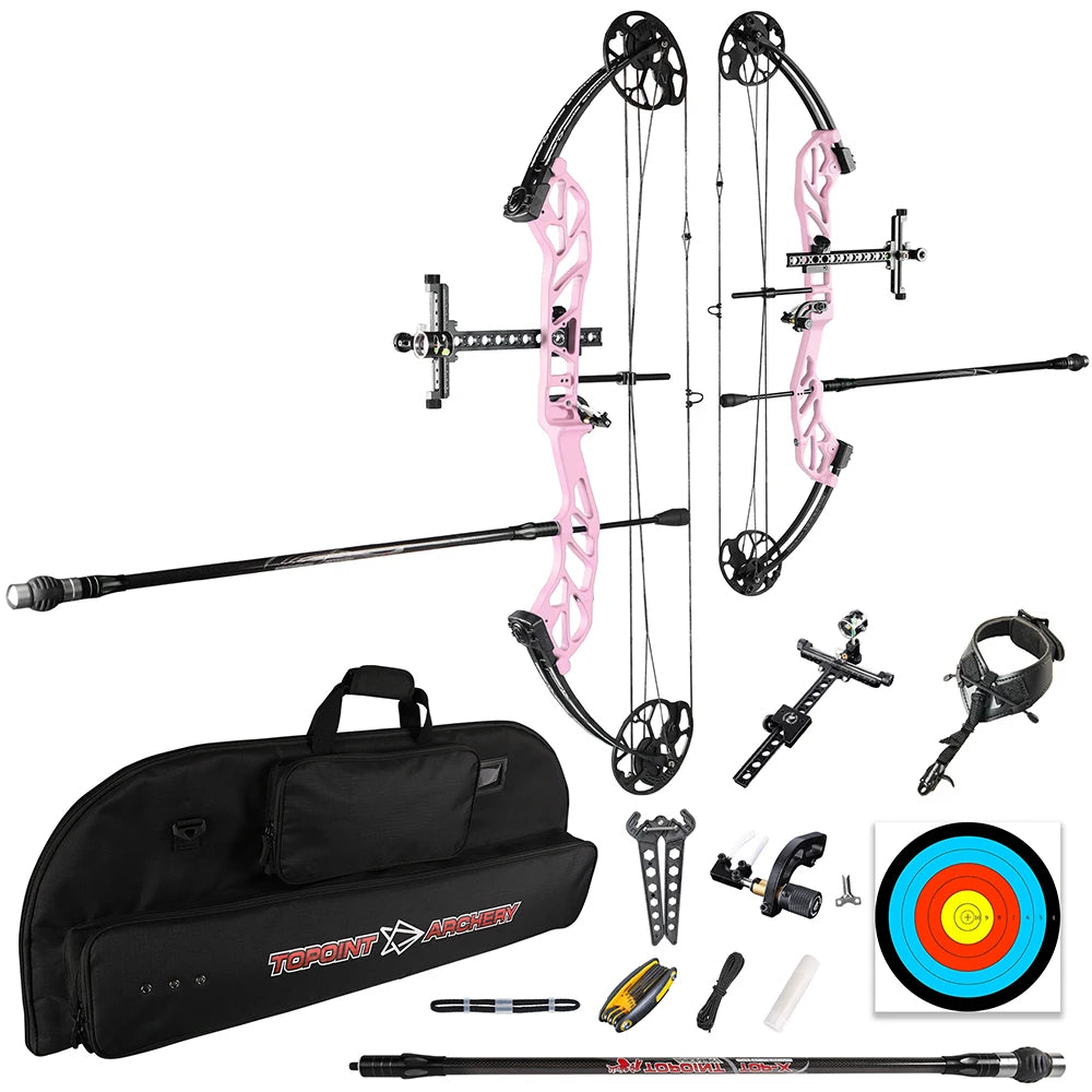 White Smoke Topoint Starting 36 Compound Bow Kit – Adjustable Aluminum Archery Bow Topoint
