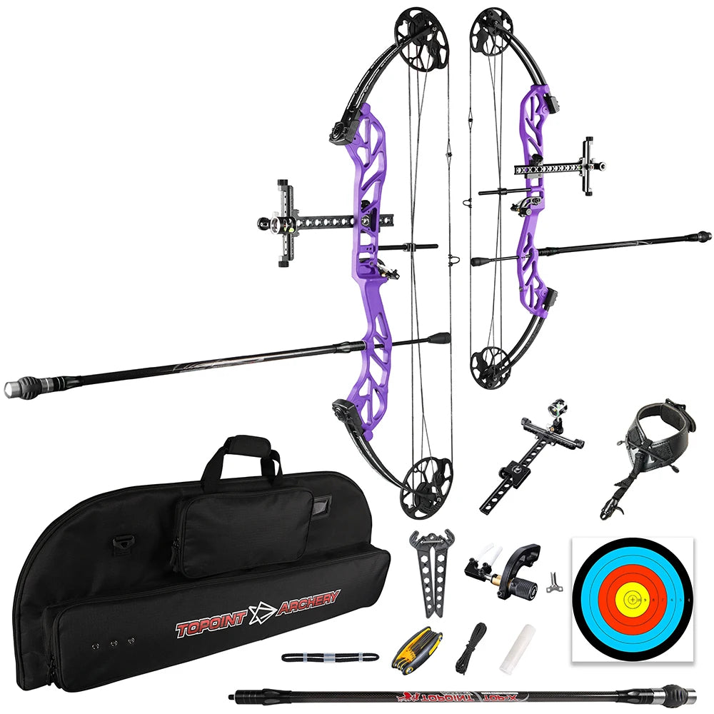 White Smoke Topoint Starting 36 Compound Bow Kit – Adjustable Aluminum Archery Bow Topoint