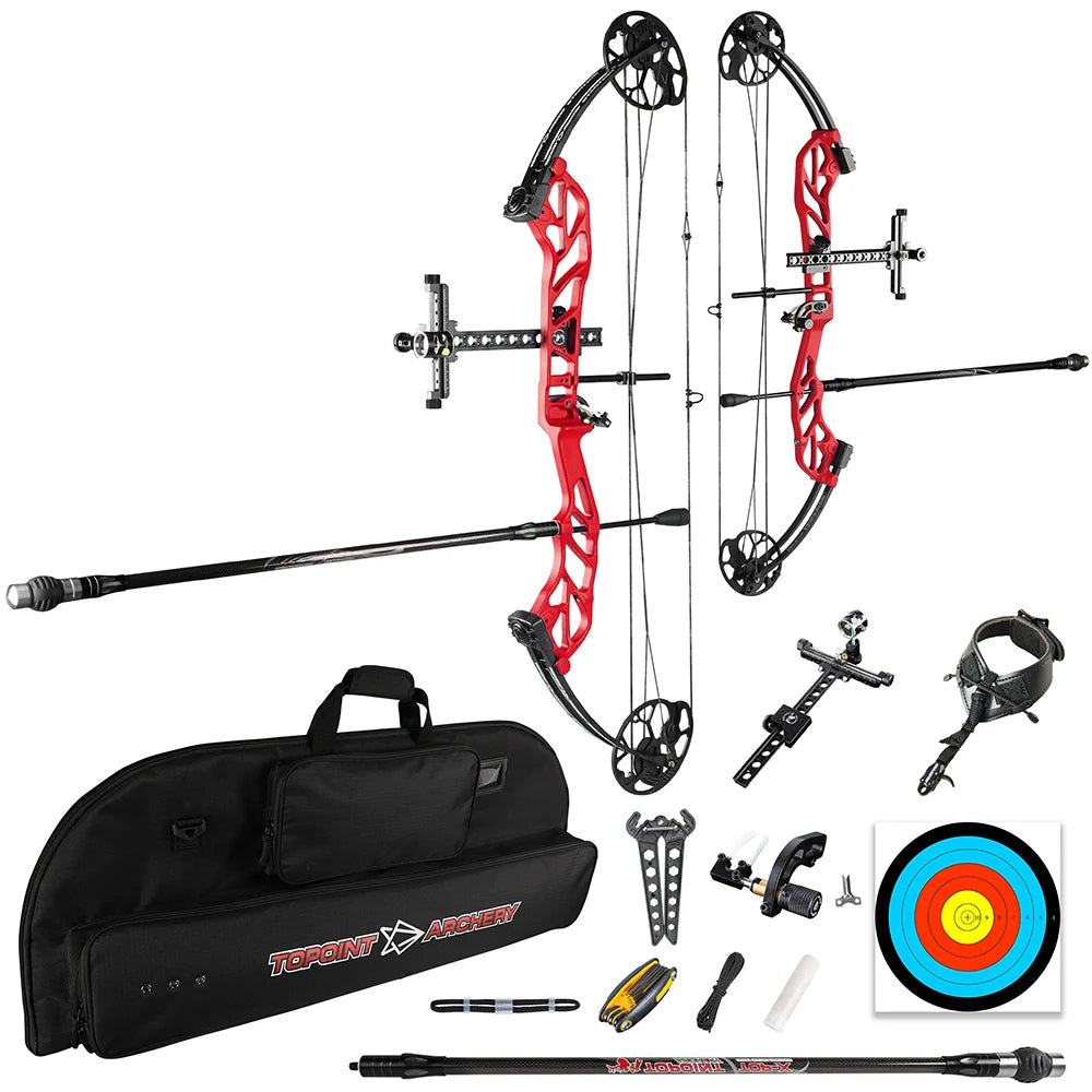 White Smoke Topoint Starting 36 Compound Bow Kit – Adjustable Aluminum Archery Bow Topoint