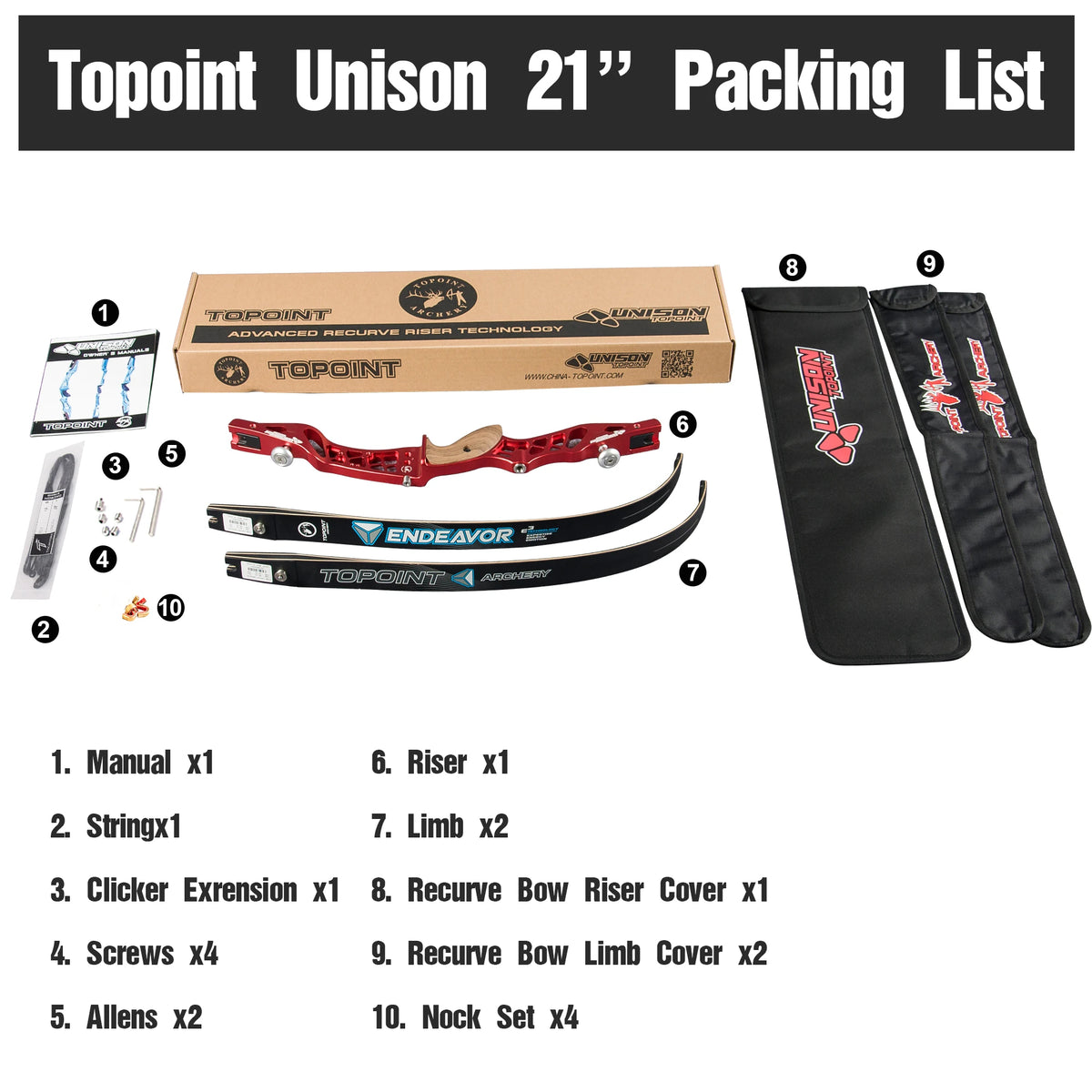 White Smoke Topoint Unison 21-Inch CNC Aluminum Recurve Bow Riser – ILF Compatible Topoint