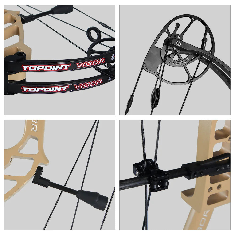 Light Gray Topoint VIGOR Compound Bow Basic Package – Adjustable Aluminum Riser Topoint