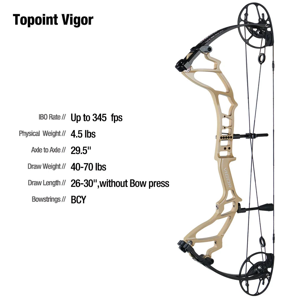 White Smoke Topoint Vigor Compound Bow | Adjustable CNC Aluminum Bow Topoint