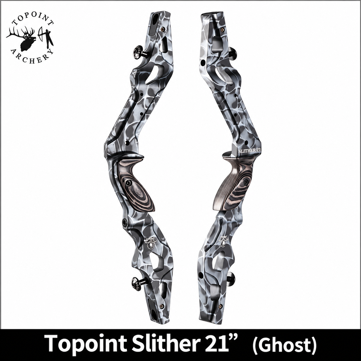 White Smoke Topoint Slither 21-Inch Recurve Bow Riser – Aluminum CNC ILF Topoint