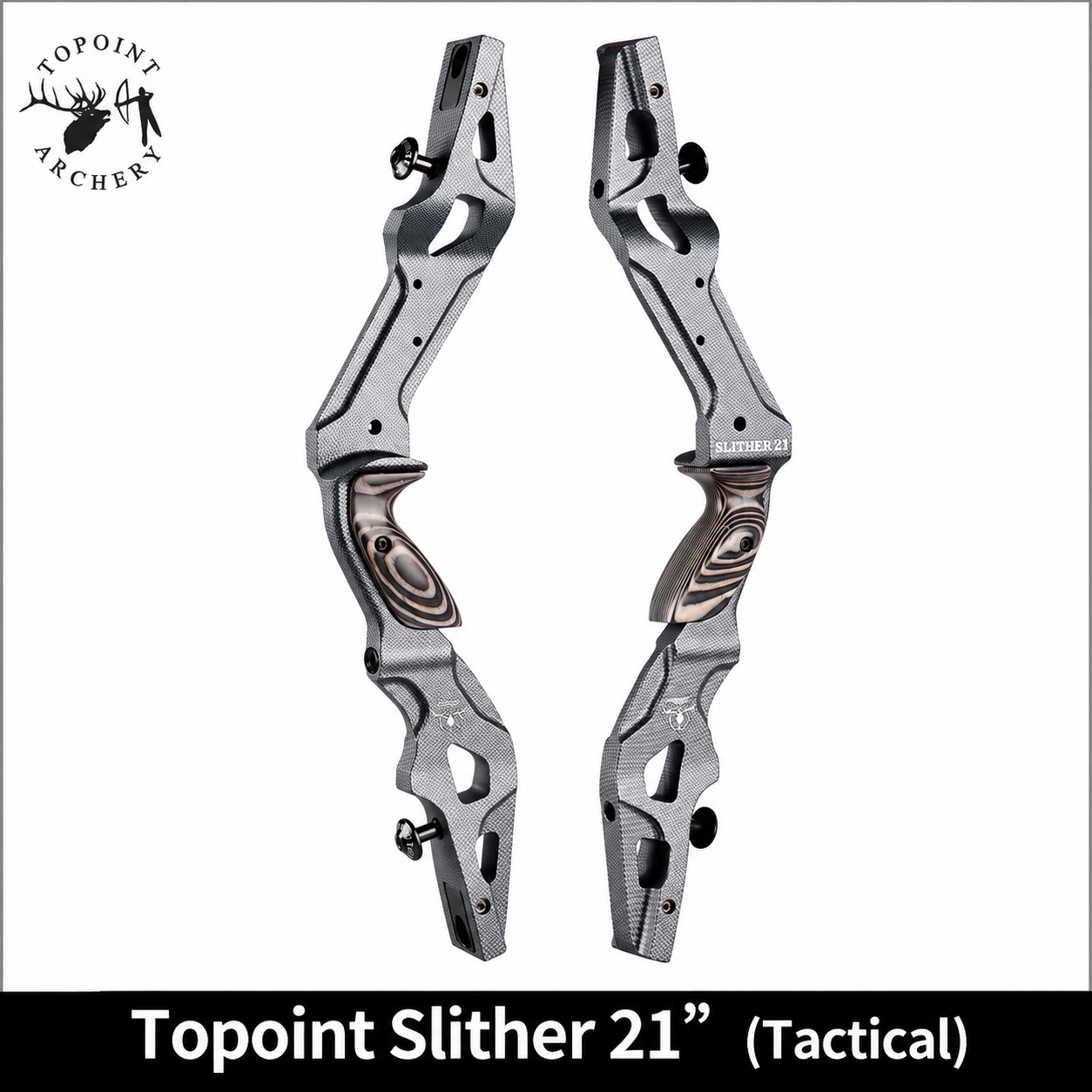 White Smoke Topoint Slither 21-Inch Recurve Bow Riser – Aluminum CNC ILF Topoint