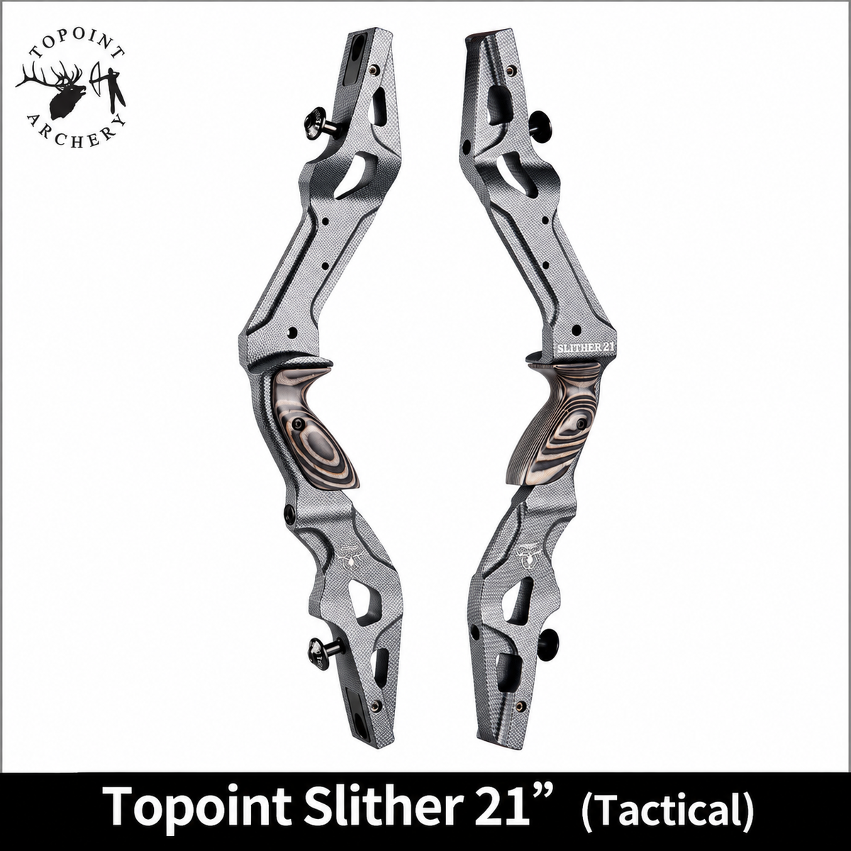 White Smoke Topoint Slither 21-Inch Recurve Bow Riser – Aluminum CNC ILF Topoint
