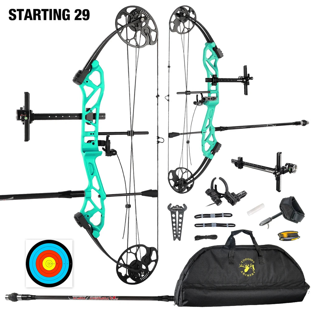 White Smoke Topoint Starting 29 Compound Bow Combo Kit Topoint