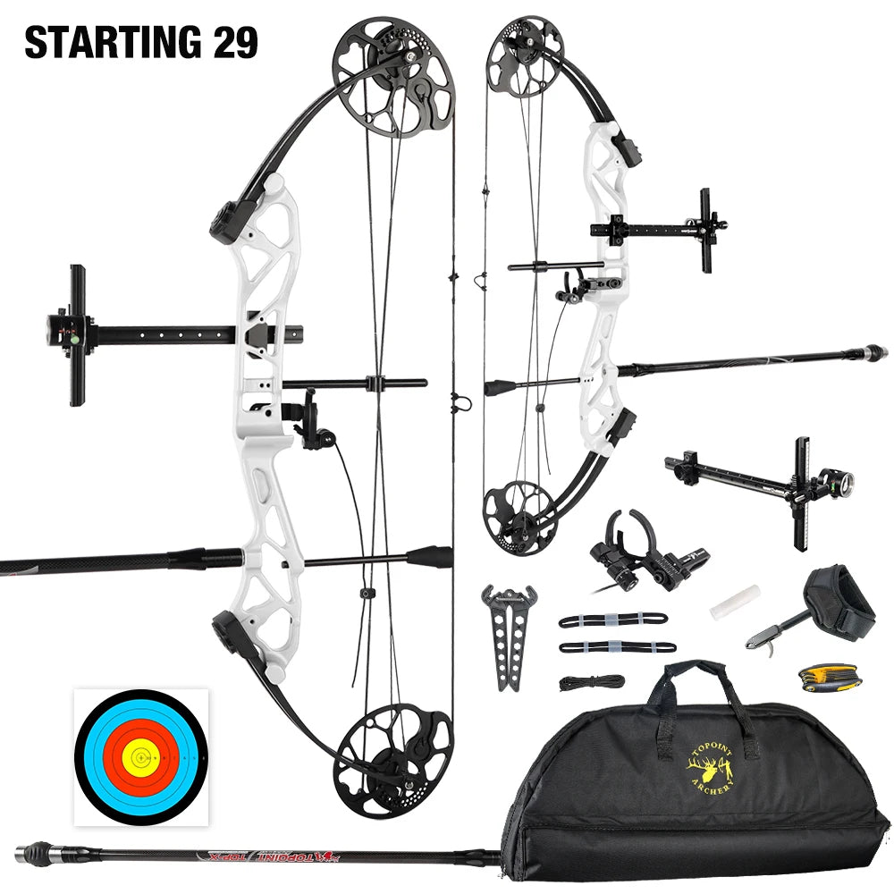 White Smoke Topoint Starting 29 Compound Bow Combo Kit Topoint