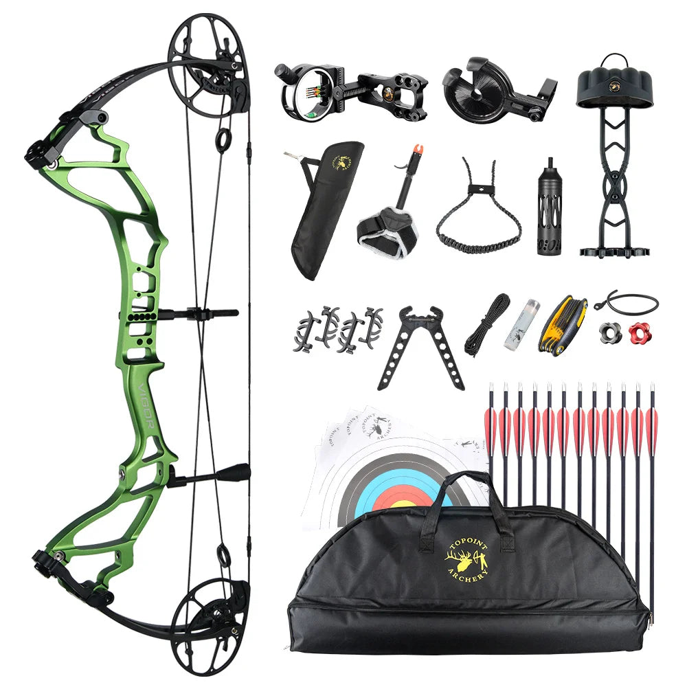 White Smoke Topoint VIGOR Compound Bow Basic Package – Adjustable Aluminum Riser Topoint