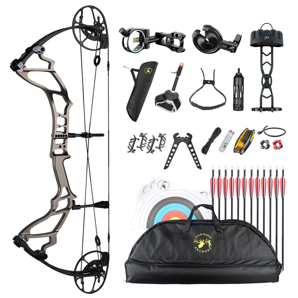 White Smoke Topoint VIGOR Compound Bow Basic Package – Adjustable Aluminum Riser Topoint