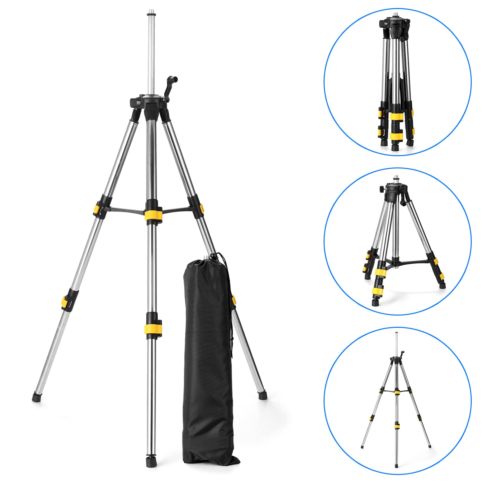 Antique White 1.2M Three Height  Adjustable Lightweight Stainless Steel Tripod For Laser Level and Camera INDIAN SLINGSHOT