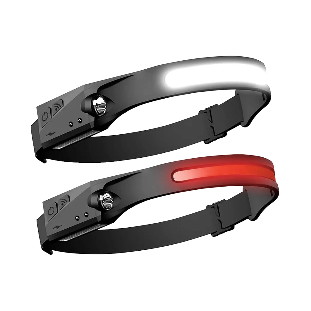 White Smoke USB Rechargeable LED Sensor Headlamp COB Light Source with Lithium Ion Battery, Type-C Charging, Adjustable Silicone Head Light for Camping, Fishing & Search Use INDIAN SLINGSHOT