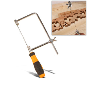 Tan U-Shape Adjustable Hacksaw with Carbon Steel Spiral Saw Blades for Metal, Wood, Plastic, Wire – DIY Portable Woodworking Hand Tool XPULT