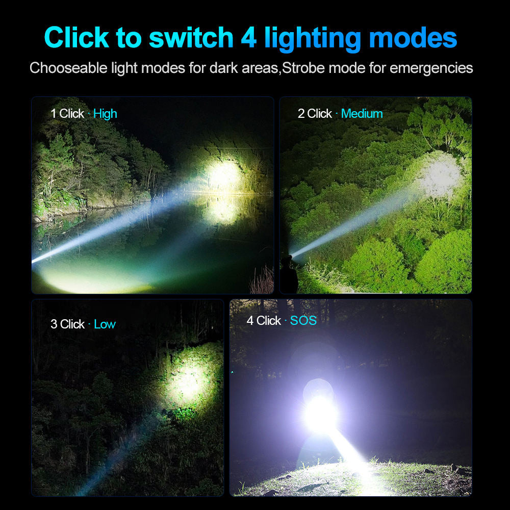 Black 20W High Power Amphibious Diving Flashlight 3000 Lumens 100M Waterproof Rechargeable Aluminum Dive Torch for Outdoor and Underwater Use INDIAN SLINGSHOT