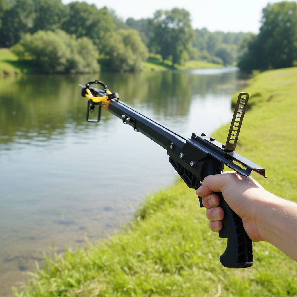 White Smoke VELTRON Long Rod Outdoor Fishing Set with Reel & Accessories INDIAN SLINGSHOT