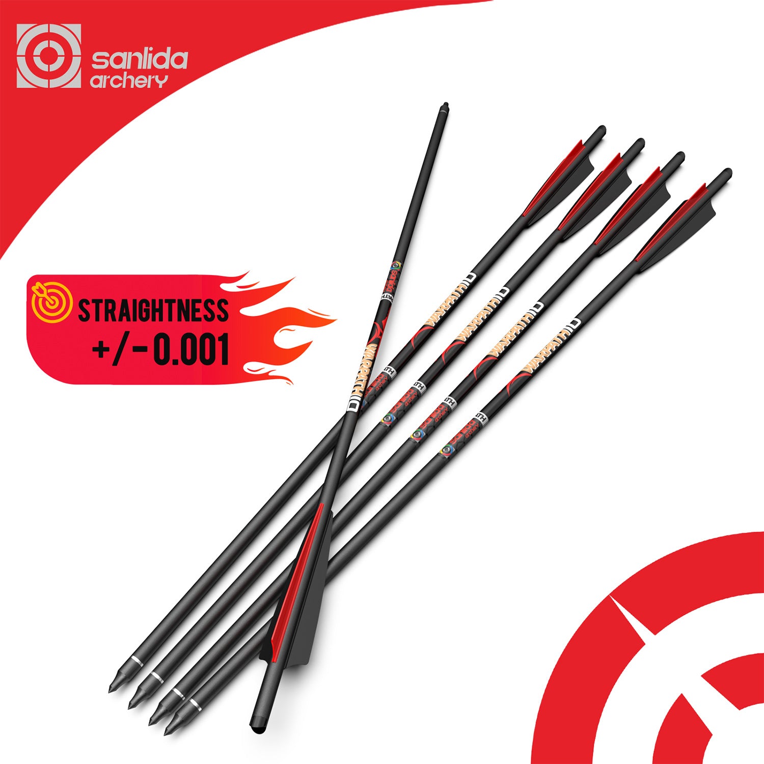 White Smoke Sanlida® Warpath 10 Straightness ±0.001 Carbon Crossbolts – 24pcs High Precision Set SANLIDA