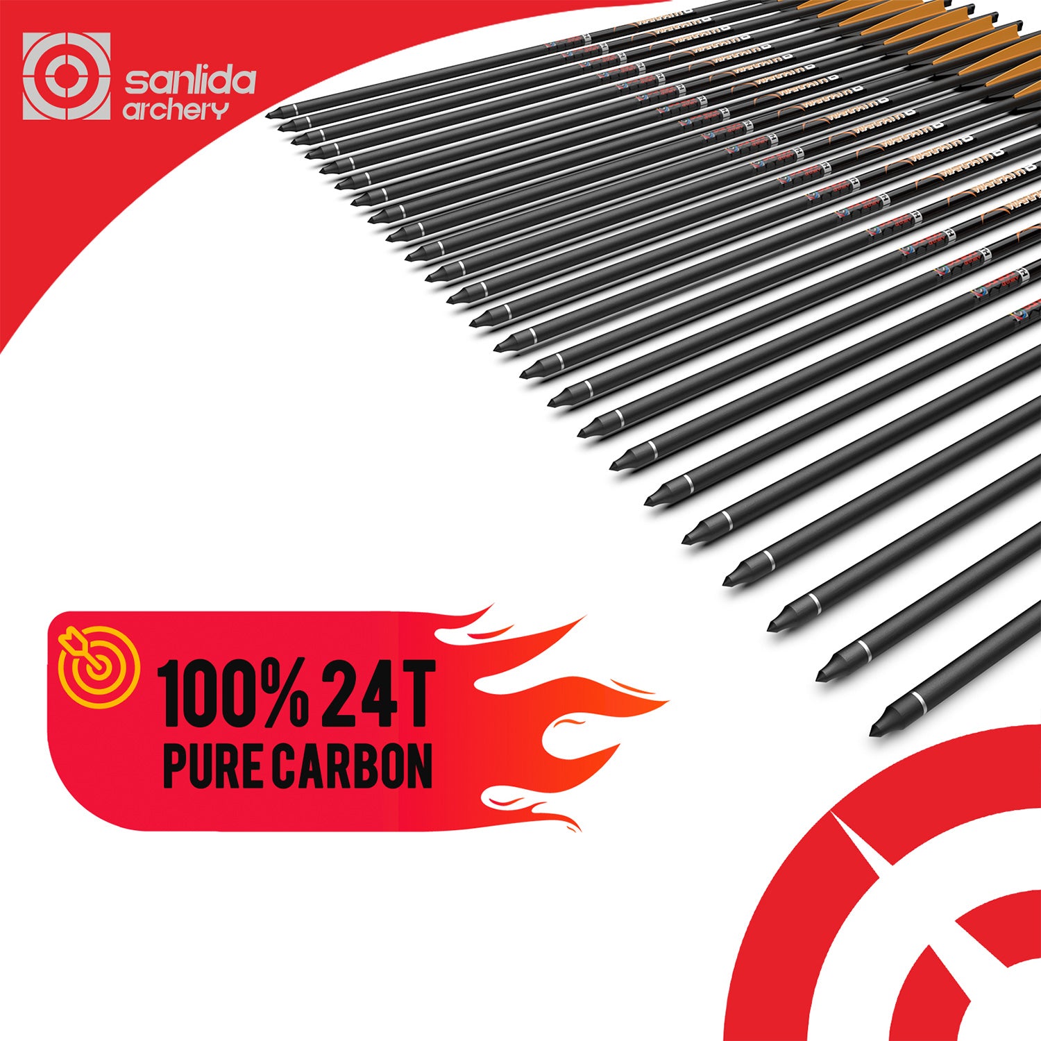 White Smoke Sanlida® Warpath 8 Carbon Crossbolts – 0.006 Straightness | 24T Pure Carbon | Precision Balanced Bolts (Pack of 24) SANLIDA