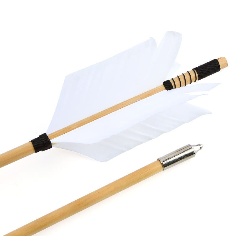 White Smoke 8.5mm Wooden Archery Arrow with Turkey Feather Fletching | 32" Indonesian Cypress Shaft for Recurve & Compound Bow INDIAN SLINGSHOT