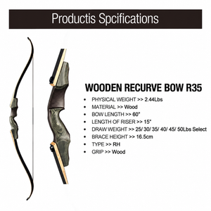 White Smoke TOPOINT R35 Wooden Recurve Bow | 60-Inch Archery Bow Topoint