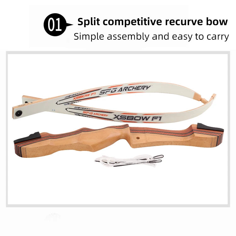 Light Gray SPG 68" Wooden Takedown Recurve Bow SPG