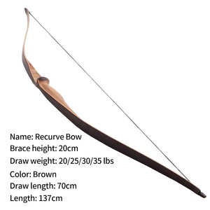 Light Gray SPG Wooden Recurve Bow – 54" One-Piece Traditional Archery Bow SPG