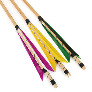 White Smoke High Quality Wrapped Wooden Arrows with 6 Inch Feathers – Durable Archery Arrows for Recurve & Compound Bow Practice INDIAN SLINGSHOT