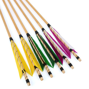 White Smoke High Quality Wrapped Wooden Arrows with 6 Inch Feathers – Durable Archery Arrows for Recurve & Compound Bow Practice INDIAN SLINGSHOT