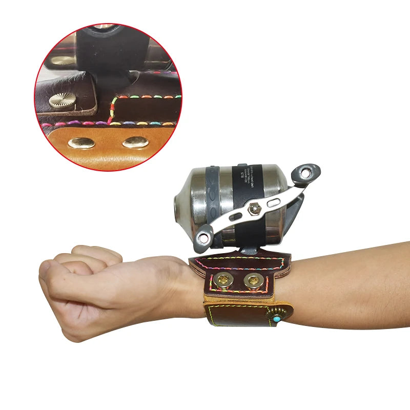 White Smoke RANGER HIDE Leather Outdoor Fishing Reel Protective Gear Wrist Strap Accessory INDIAN SLINGSHOT