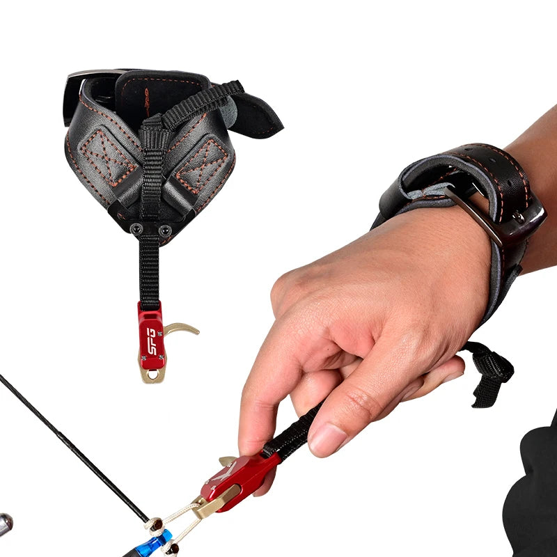 Rosy Brown SPG Wrist Strap Compound Bow Release – Auto-Closing Caliper, Adjustable 360° Head (Black/Red) SPG