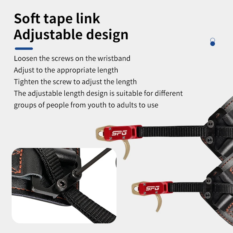 Lavender SPG Wrist Strap Compound Bow Release – Auto-Closing Caliper, Adjustable 360° Head (Black/Red) SPG