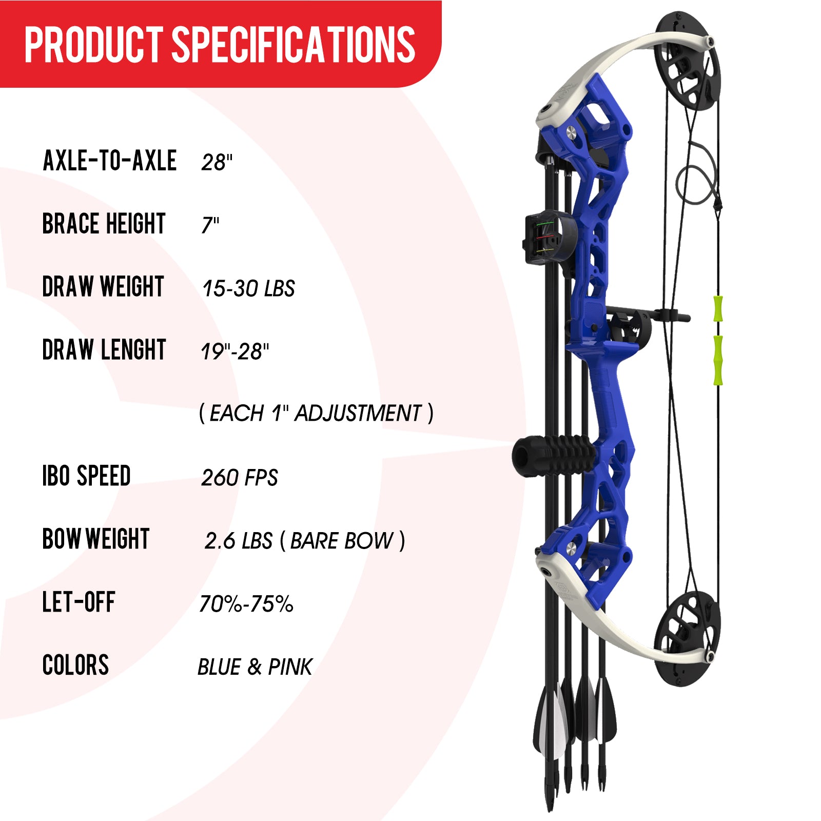 White Smoke Hero X6 Entry-Level Target Compound Bow Pro Kit SANLIDA