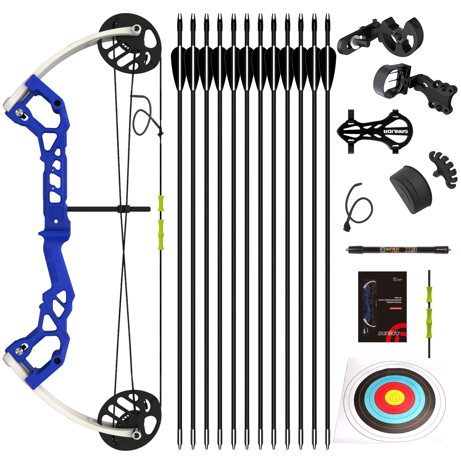 White Smoke Hero X6 Entry-Level Target Compound Bow Pro Kit SANLIDA