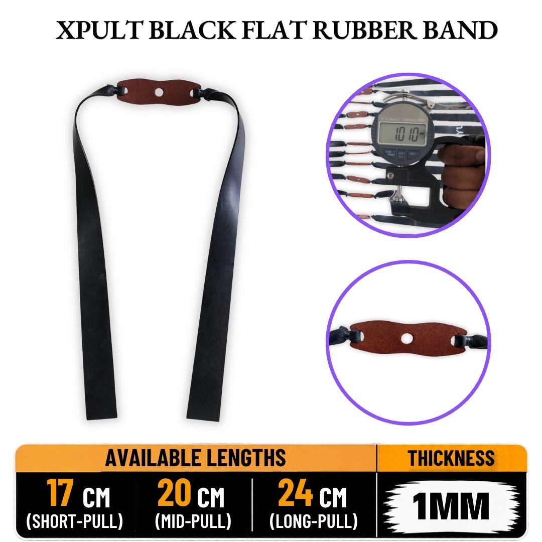 White Smoke XPULT Black Flat Rubber Band 1mm | 17cm, 20cm & 24cm XPULT