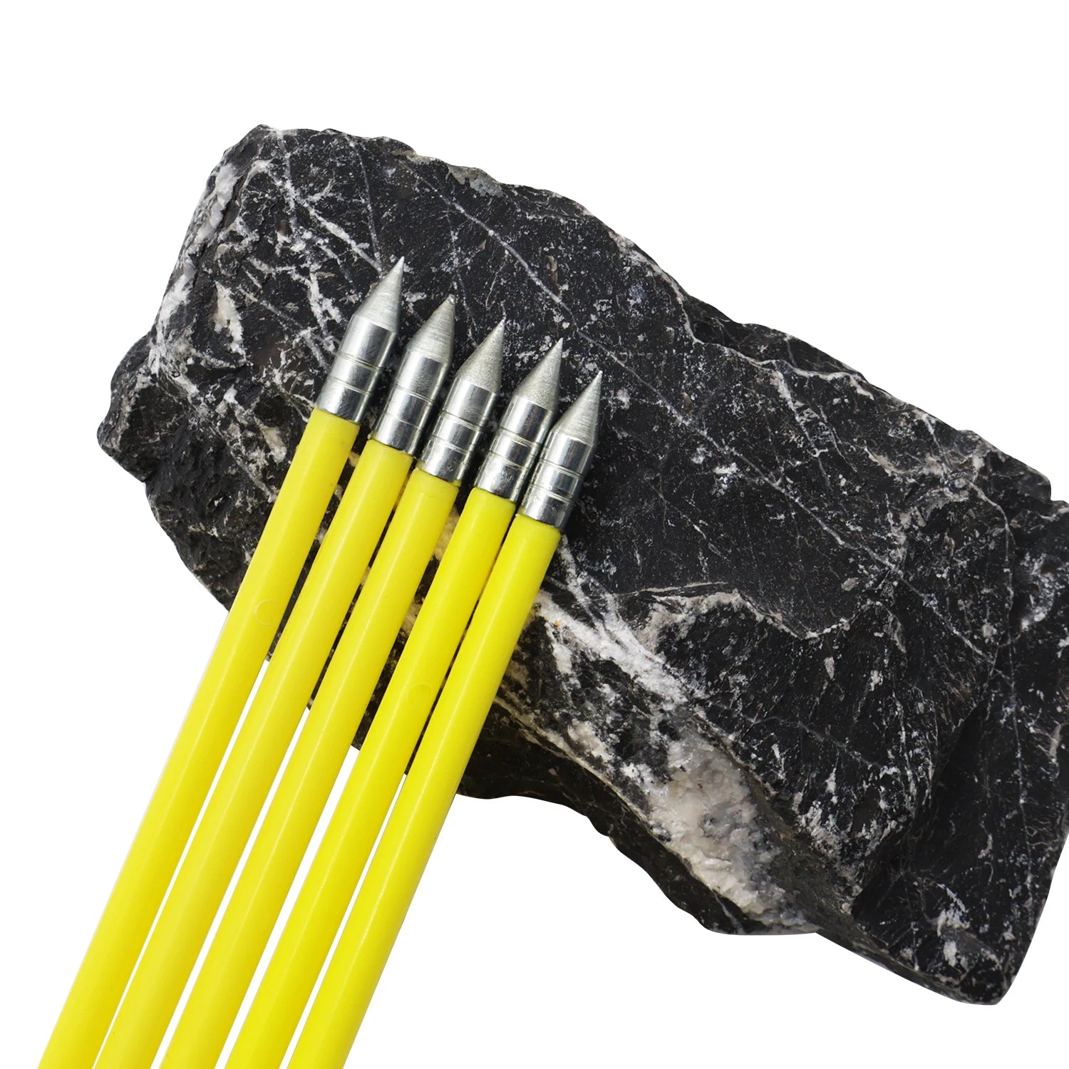 White Smoke Yellow 6mm Plastic Arrows with Metal Pointed Tip – 10 PCS Set INDIAN SLINGSHOT