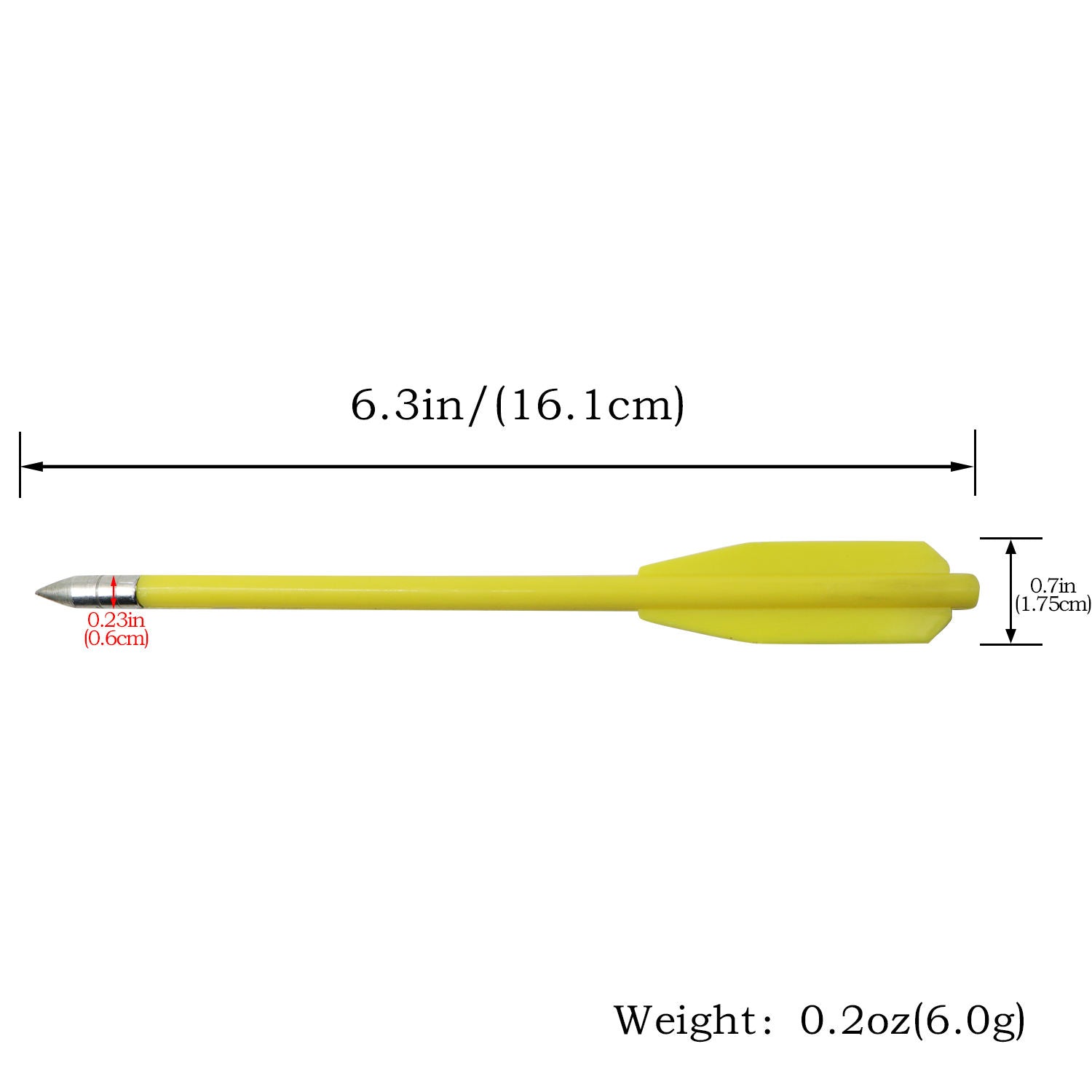 White Smoke Yellow 6mm Plastic Arrows with Metal Pointed Tip – 10 PCS Set INDIAN SLINGSHOT