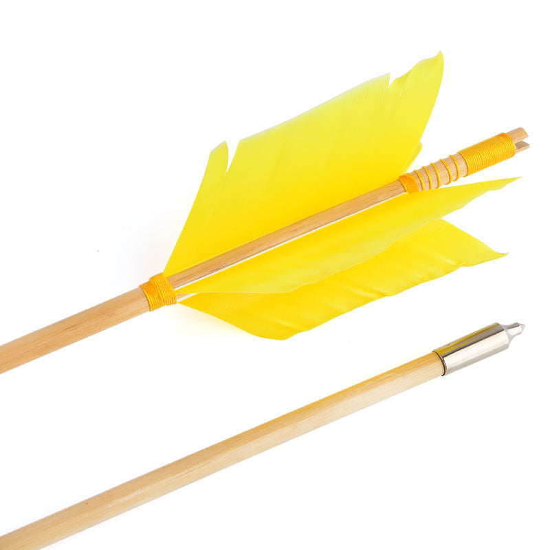 White Smoke 8.5mm Wooden Archery Arrow with Turkey Feather Fletching | 32" Indonesian Cypress Shaft for Recurve & Compound Bow INDIAN SLINGSHOT