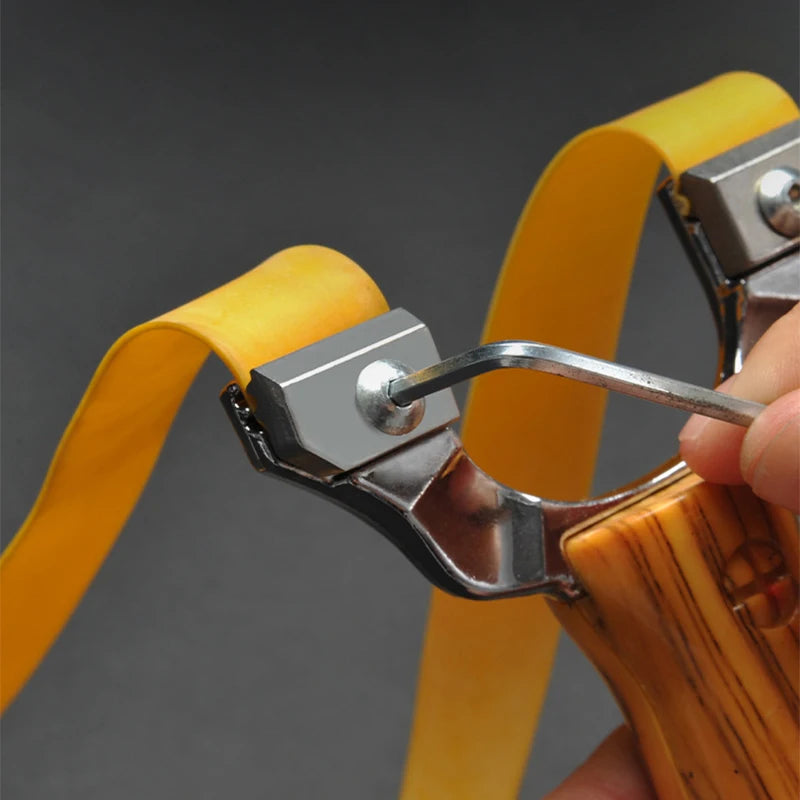 Dim Gray WOODTONE Zinc Alloy Slingshot – Imitation-Wood Ergonomic Handle INDIAN SLINGSHOT